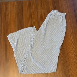 Light Blue and White Striped Elastic Waist Pants